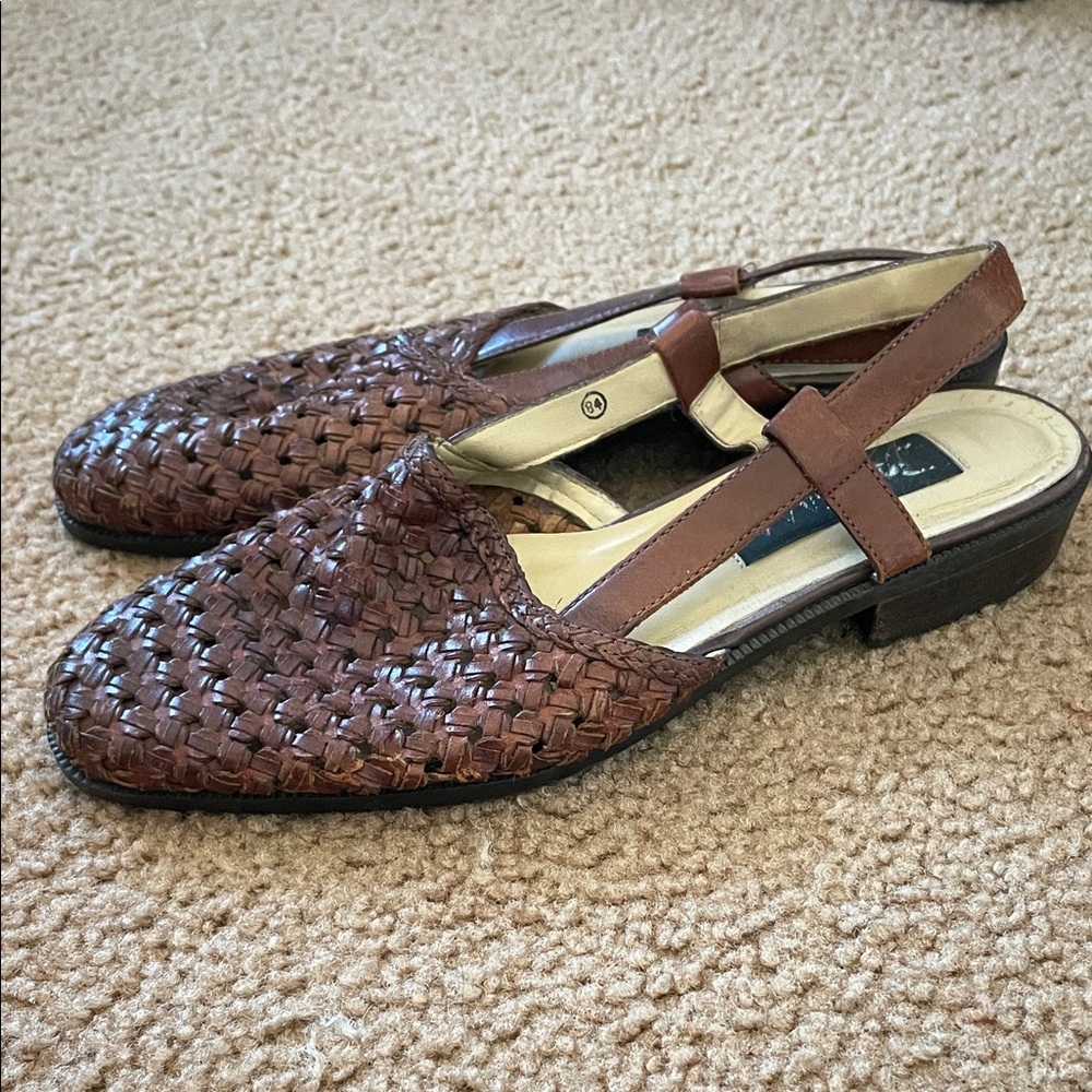 Nine West Brown Woven Leather Loafers